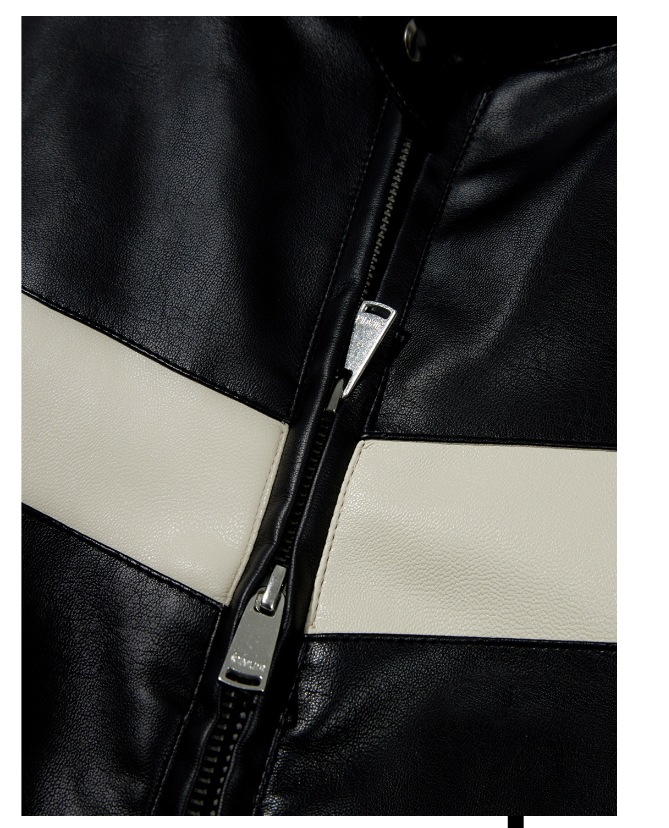 【KIIMUIR】 LEATHER COLOR BLOCK BIKER JACKET : BLACK 【KIIMUIR】 LEATHER COLOR BLOCK BIKER JACKET : BLACK