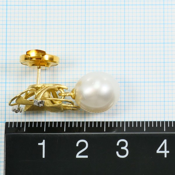 PT900 プラチナ 合金 ピンブローチ パール (真珠) ダイヤ 0.04 中古