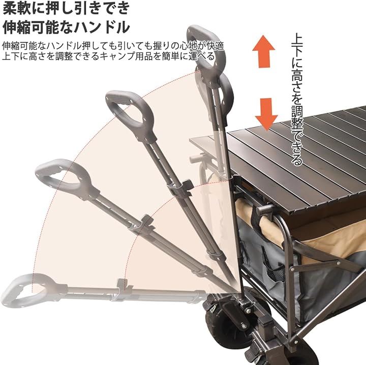 キャリーワゴン アウトドアワゴン テーブル付き 折りたたみ式 キャンプワゴン 後部展開可 耐荷重120kg 大容量 キャリーカート長物対応 コンパクト(カーキ グリーン, 大型) キャリーワゴン アウトドアワゴン テーブル付き 折りたたみ式 キャンプワゴン 後部展開可 耐荷重120kg 大容量 キャリーカート長物対応 コンパクト(カーキ グリーン, 大型)