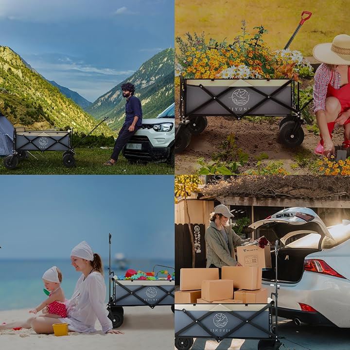 キャリーワゴン アウトドアワゴン テーブル付き 折りたたみ式 キャンプワゴン 後部展開可 耐荷重120kg 大容量 キャリーカート長物対応 コンパクト(カーキ グリーン, 大型) キャリーワゴン アウトドアワゴン テーブル付き 折りたたみ式 キャンプワゴン 後部展開可 耐荷重120kg 大容量 キャリーカート長物対応 コンパクト(カーキ グリーン, 大型)