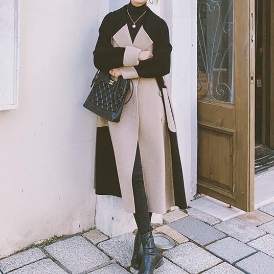 コート アウター ロング モノトーン ステンカラーコート バイカラー