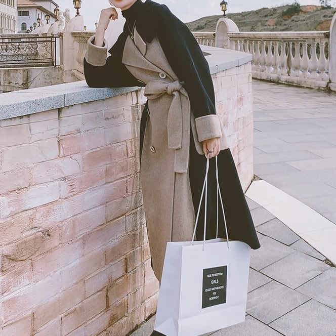 コート アウター ロング モノトーン ステンカラーコート バイカラー