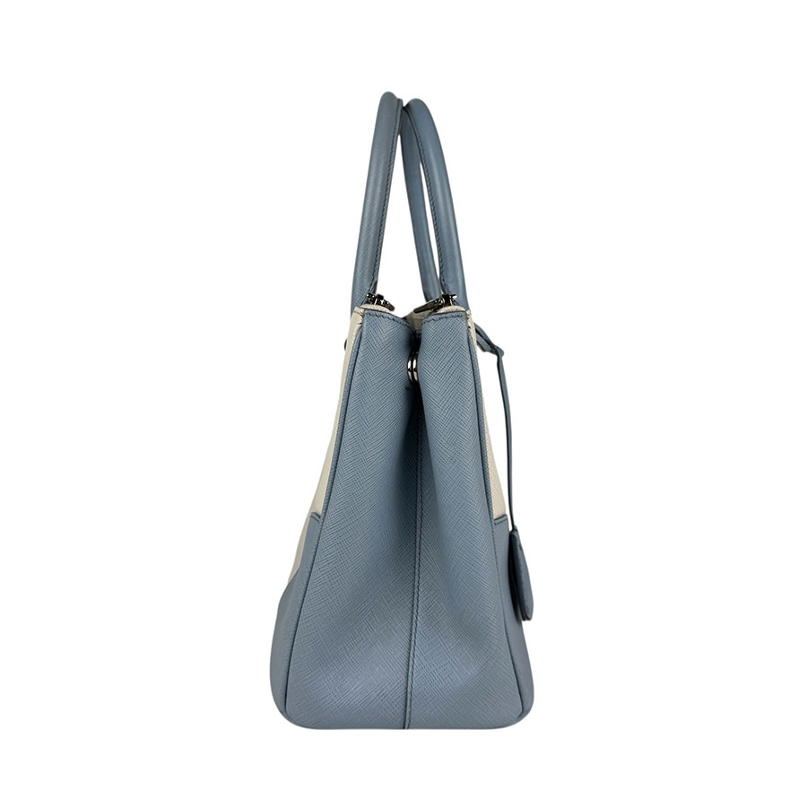 プラダ PRADA ハンドバッグ ショルダーバッグ レザー オフホワイト/ライトブルー シルバー レディース z5405