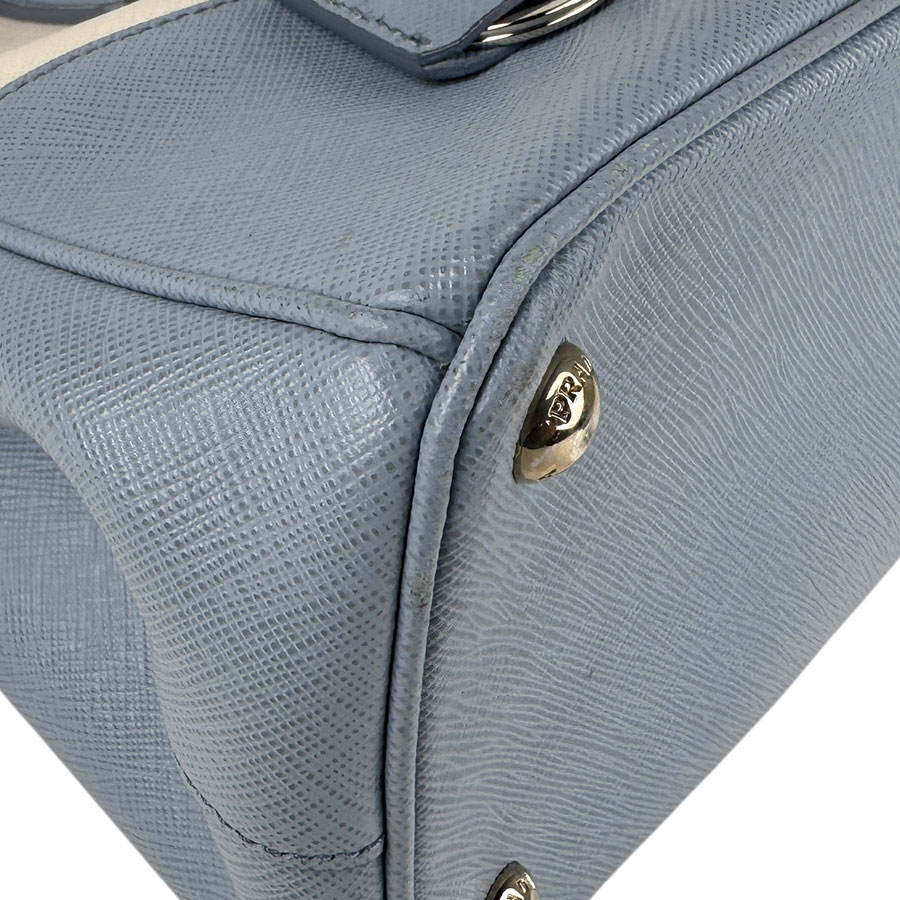 プラダ PRADA ハンドバッグ ショルダーバッグ レザー オフホワイト/ライトブルー シルバー レディース z5405