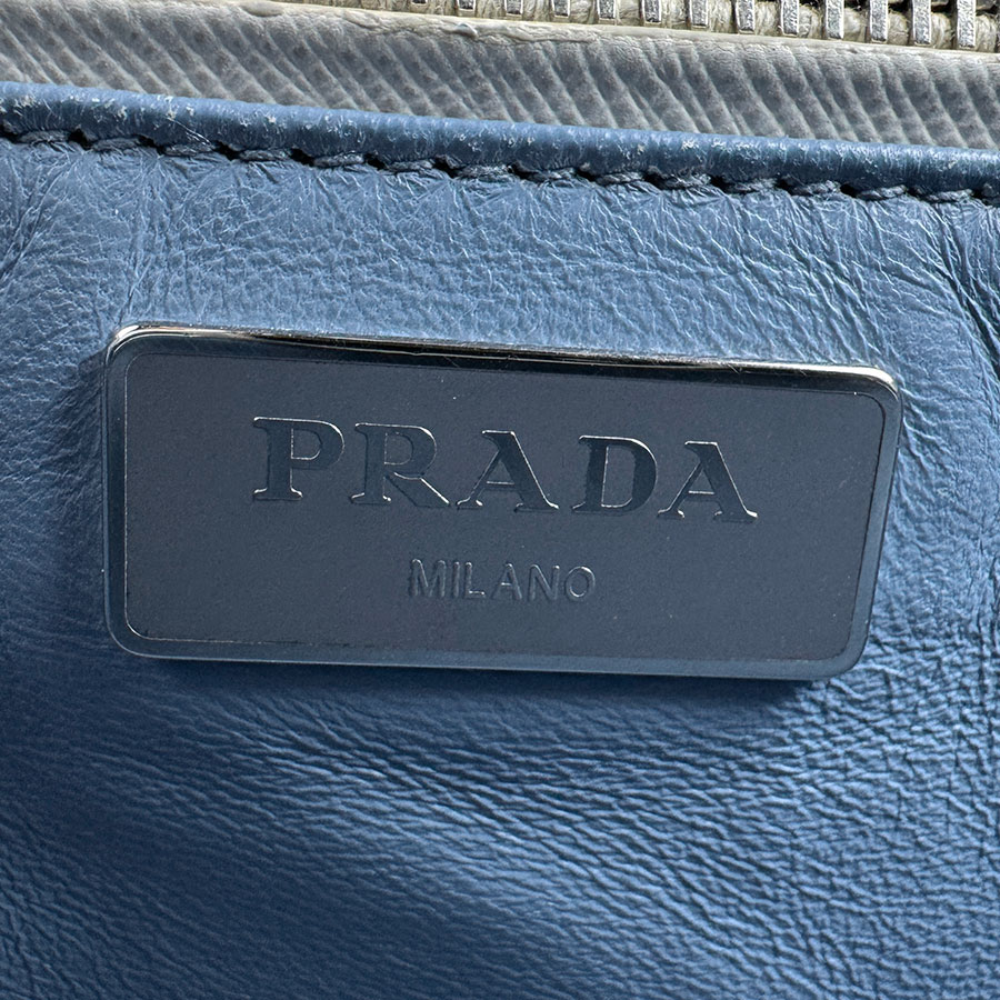 プラダ PRADA ハンドバッグ ショルダーバッグ レザー オフホワイト/ライトブルー シルバー レディース z5405