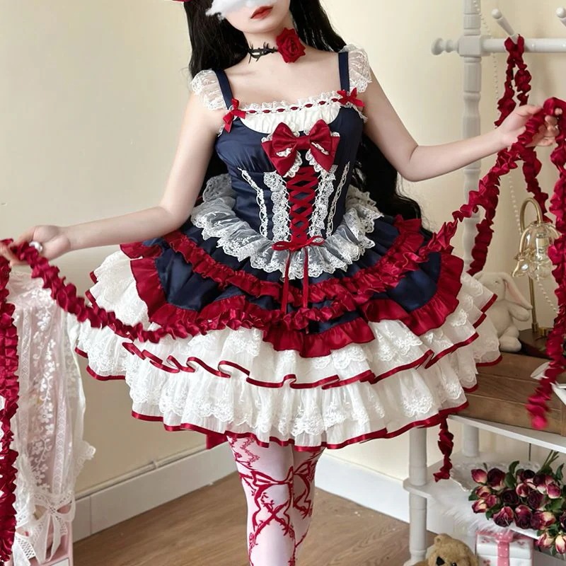 ロリータドレスロリータのデザイン洋装キャミソールワンピース女パーティードレス ロリータドレスロリータのデザイン洋装キャミソールワンピース女パーティードレス