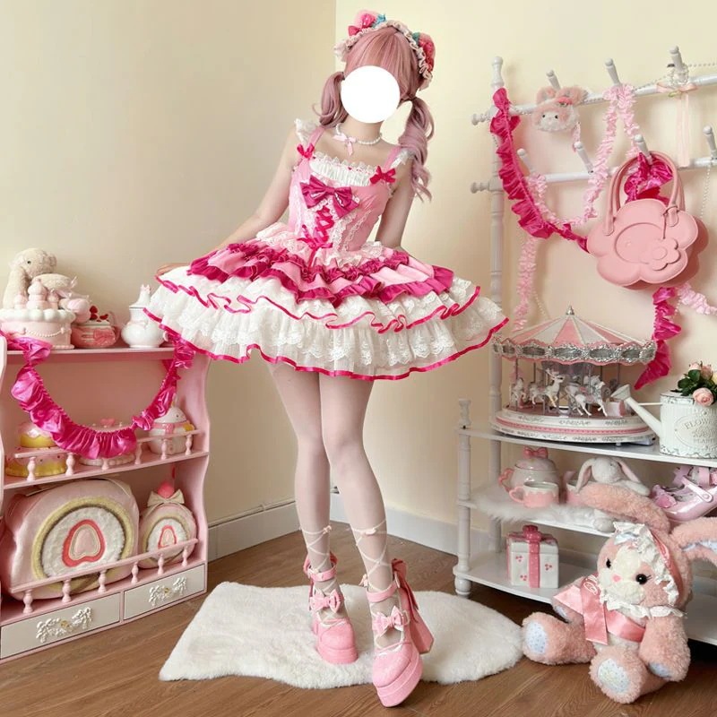 ロリータドレスロリータのデザイン洋装キャミソールワンピース女パーティードレス ロリータドレスロリータのデザイン洋装キャミソールワンピース女パーティードレス