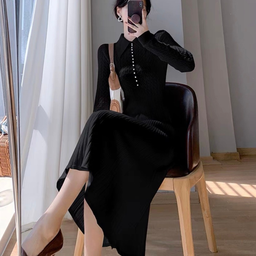 ワンピース 韓国 オルチャン フレアニットワンピース フレア パール付き レトロ ニットワンピース ニットワンピ タイトワンピース デザインワンピース ワンピ ロング ロング丈 ボタン 袖あり 長袖 ワンピース 韓国 オルチャン フレアニットワンピース フレア パール付き レトロ ニットワンピース ニットワンピ タイトワンピース デザインワンピース ワンピ ロング ロング丈 ボタン 袖あり 長袖