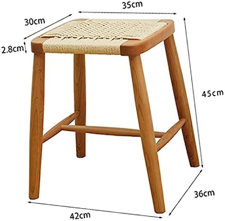 スツール 2脚セット アメリカチェリー 木製 四角 天然木 ラタン 籐 無垢材 チェア 椅子 ウッドスツール いす(ナチュラル, (2脚セット)幅42cmx奥行36cmx高さ45cm)
