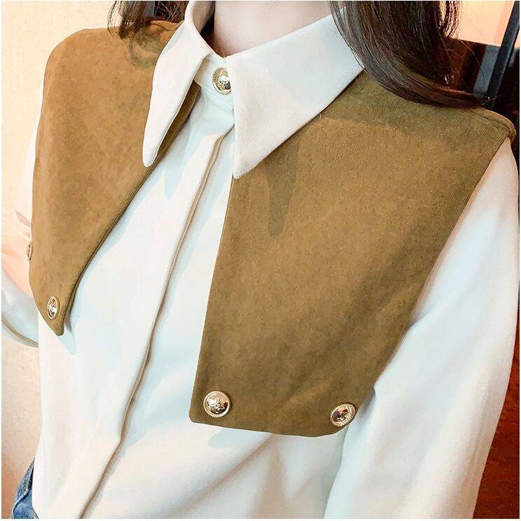 レディース トップス シャツ ブラウス シャツブラウス シフォンシャツ ビックカラー風 ゴールドボタン ポロ襟 襟付き 袖あり 長袖 清楚 大人ガーリー 大人カジュアル 大人フェミニン きれいめ シン