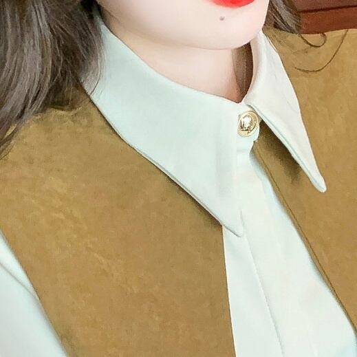 レディース トップス シャツ ブラウス シャツブラウス シフォンシャツ ビックカラー風 ゴールドボタン ポロ襟 襟付き 袖あり 長袖 清楚 大人ガーリー 大人カジュアル 大人フェミニン きれいめ シン