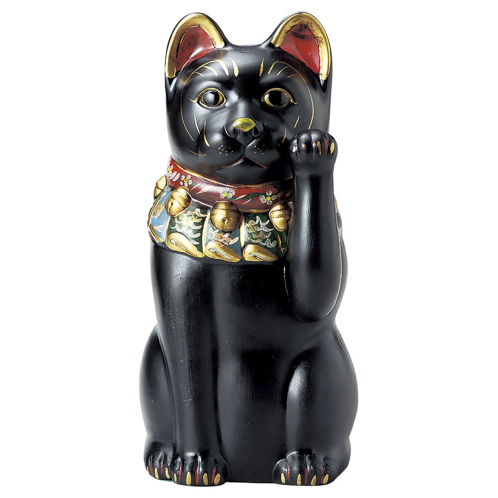 新しいスタイル 置物 招き猫 約43cm 古色大正猫12号（黒） 縁起物 お祝い まねき猫 開運アイテム 招き猫 その他