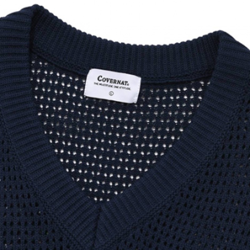 COVERNAT クロシェニットベストネイビー