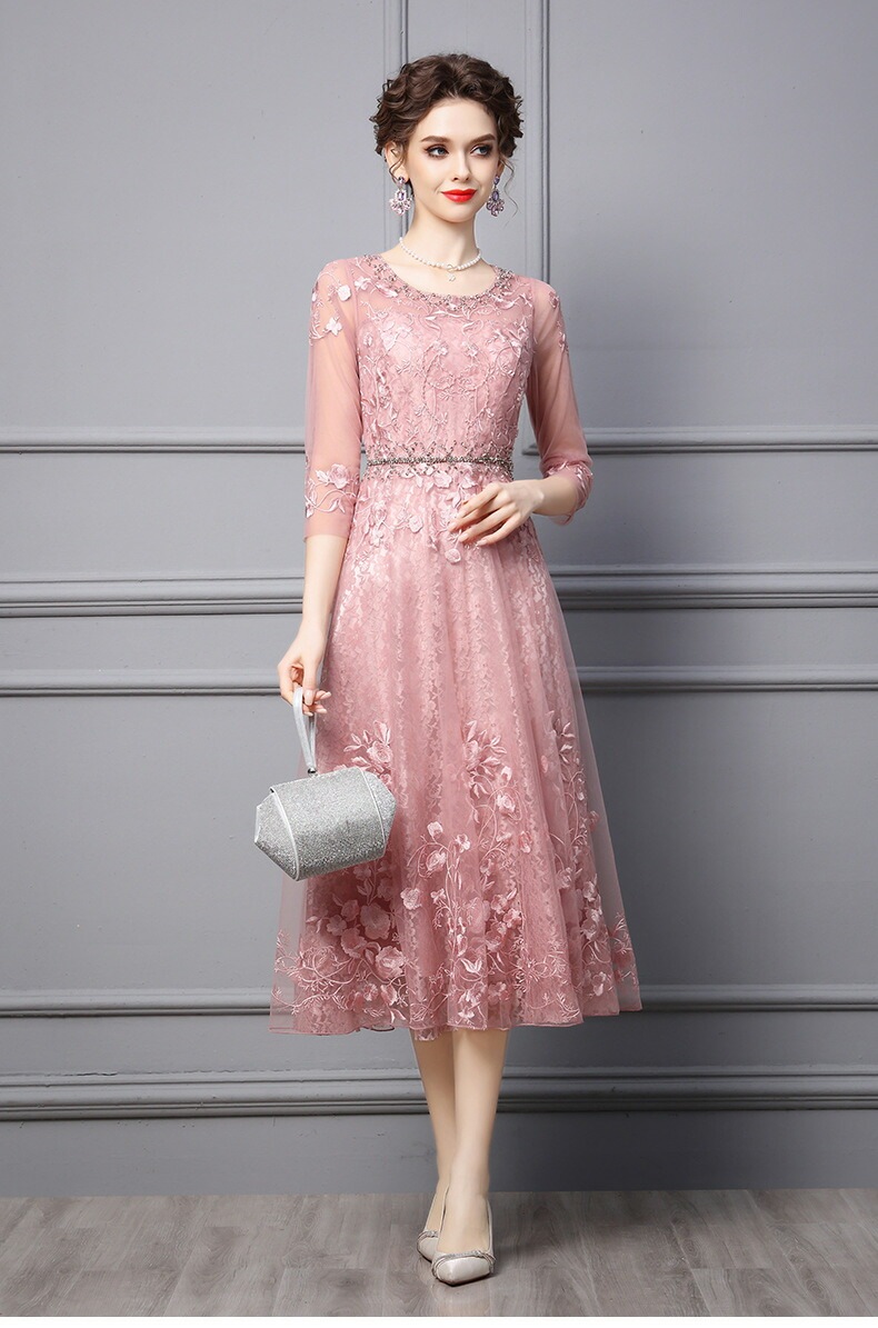 『目玉新商品』エレガント レディースドレス パーティードレス 無地 高級 ２色 フォーマル イブニングドレス 結婚式 お呼ばれ 披露宴 発表会 着痩せ aライン ファスナー チュールスカート ミモレ丈