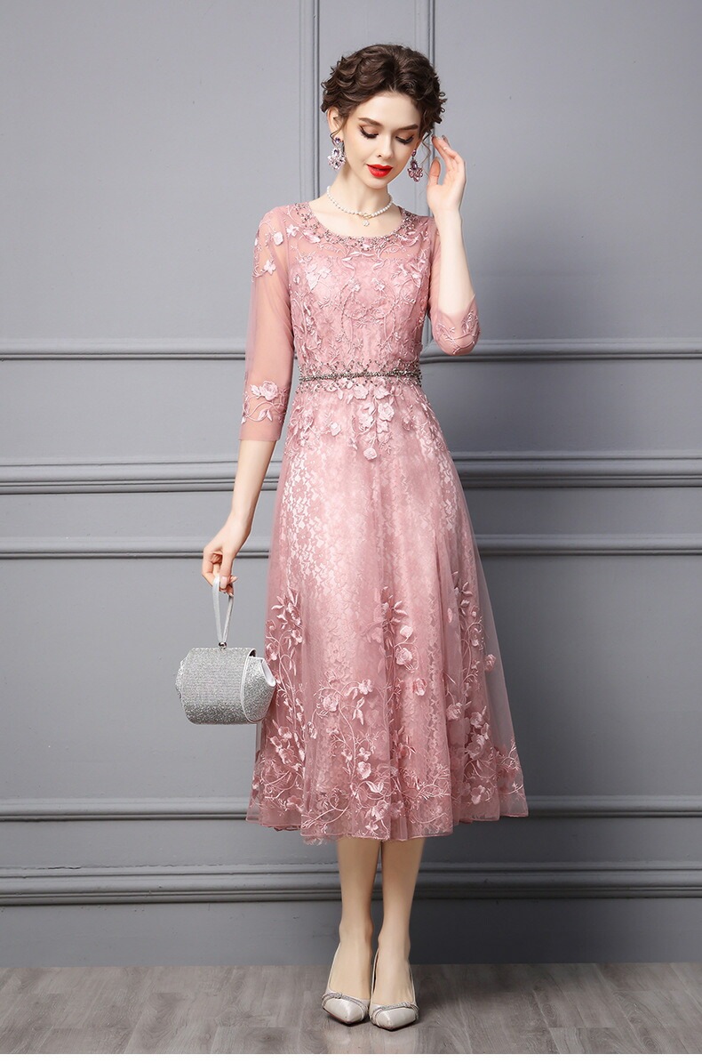 『目玉新商品』エレガント レディースドレス パーティードレス 無地 高級 ２色 フォーマル イブニングドレス 結婚式 お呼ばれ 披露宴 発表会 着痩せ aライン ファスナー チュールスカート ミモレ丈