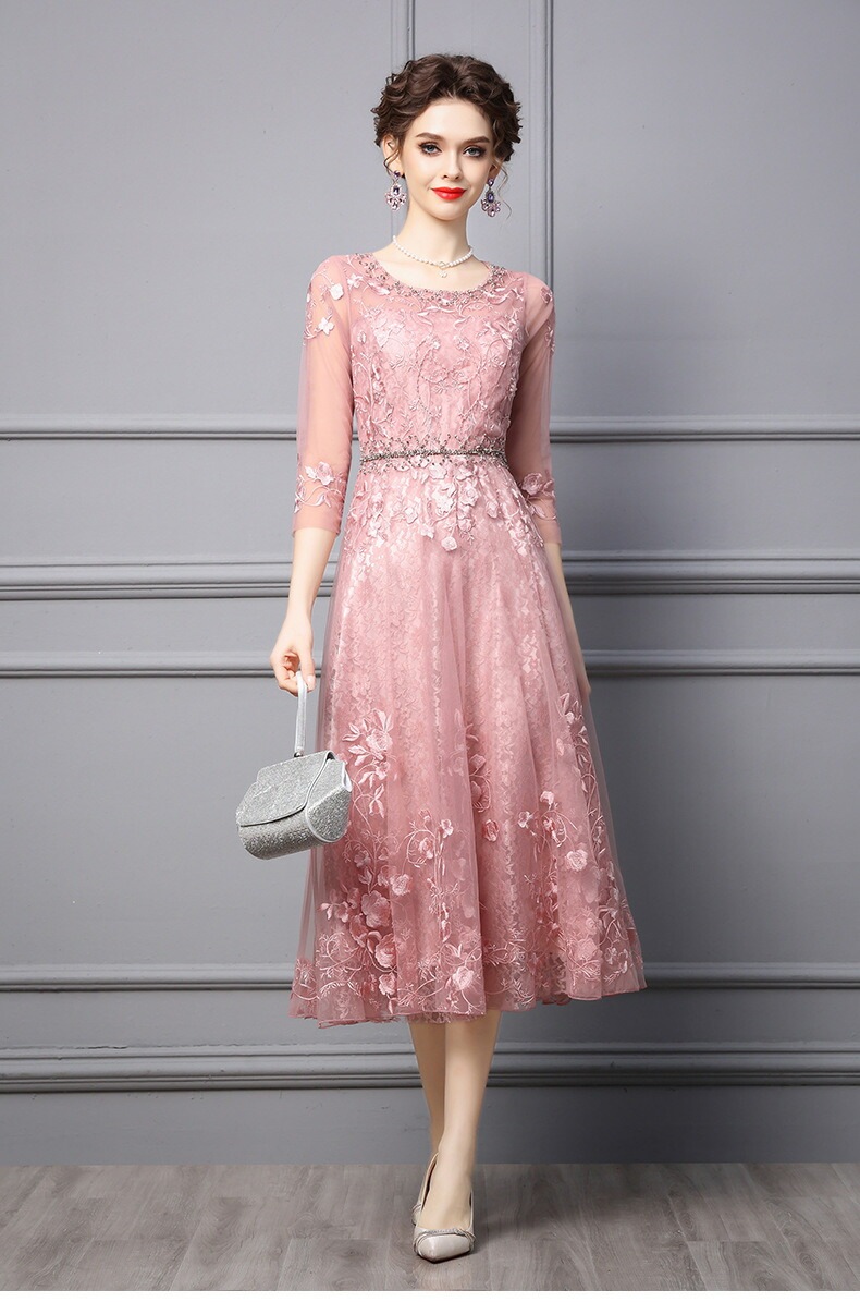 『目玉新商品』エレガント レディースドレス パーティードレス 無地 高級 ２色 フォーマル イブニングドレス 結婚式 お呼ばれ 披露宴 発表会 着痩せ aライン ファスナー チュールスカート ミモレ丈