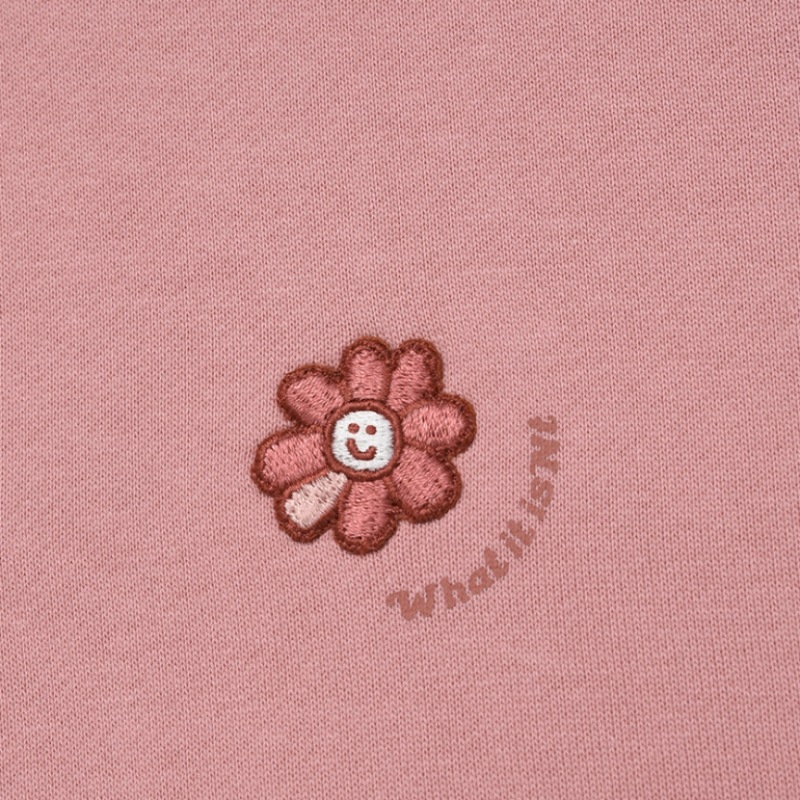 Whatitisnt レディースフローリーワッフェンクロップパーカーピンク Whatitisnt レディースフローリーワッフェンクロップパーカーピンク