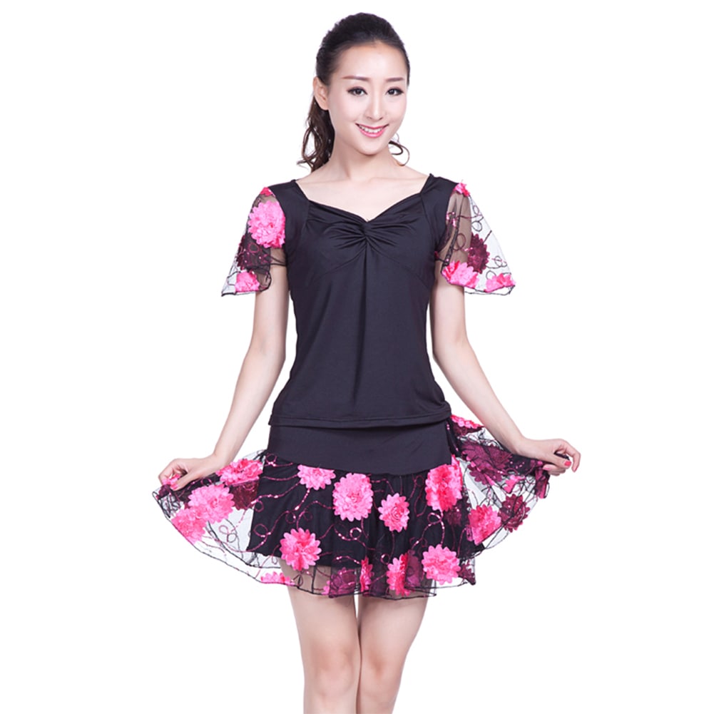 社交ダンス モダンドレス トップス スカート 上下セット 2点セット ダンス衣装 豪華 ステージ衣装 インターナショナルダンス パーティー舞台衣装 練習着 ダンス スカート ロング スカートタンゴ服