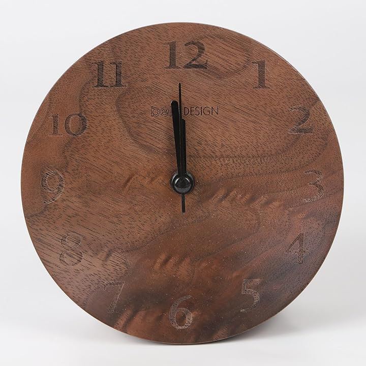 置き時計 ドイツ産 ブナ 天然木 木製 卓上時計 目覚まし時計 アナログ 電池式(TC1308 ブラウン ブラックウォールナット（アメリカ） 数字あり, 12cmx12cmx4cm)