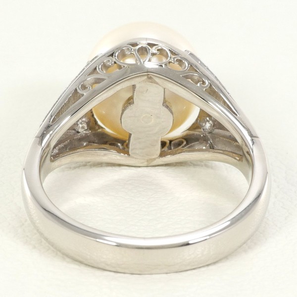 PT900 プラチナ リング 8.5号 パール(真珠) 約9mm ダイヤ 0.12 中古 PT900 プラチナ リング 8.5号 パール(真珠) 約9mm ダイヤ 0.12 中古