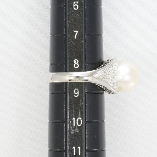 PT900 プラチナ リング 8.5号 パール(真珠) 約9mm ダイヤ 0.12 中古 PT900 プラチナ リング 8.5号 パール(真珠) 約9mm ダイヤ 0.12 中古