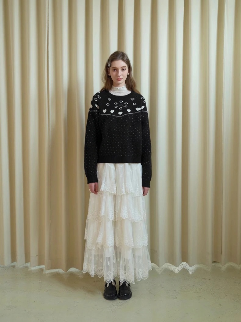 無地 フリル ウエストゴム ティアード フレア/Aライン ロングスカート [ホワイト]