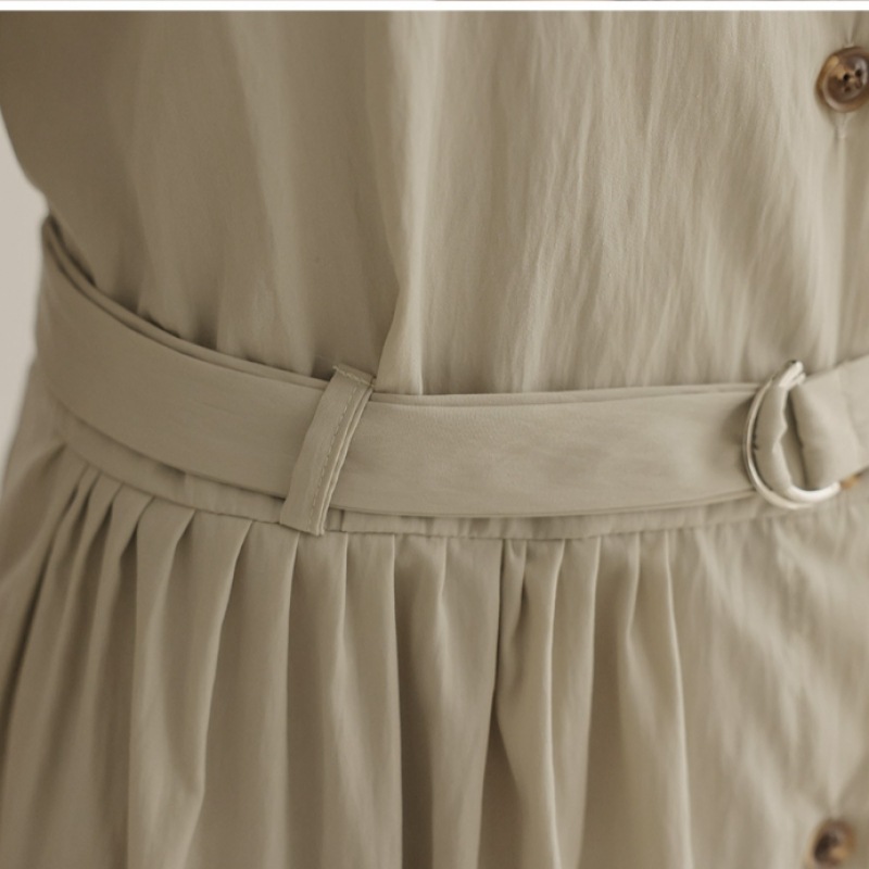 [Elysia] フリル付きベルト付きVショートスリーブドレス