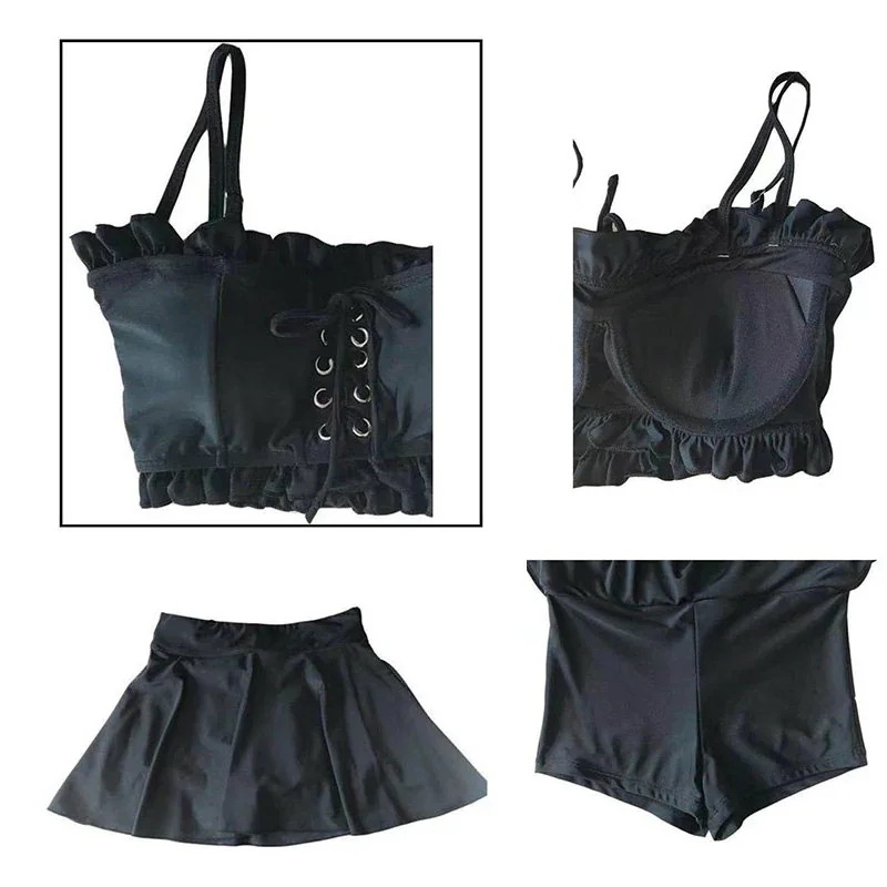 レディース 水着 ツーピース フレア フリル編み上げ胸リボン 腰リボンAラインスカート パンツタイプ レディース 水着 ツーピース フレア フリル編み上げ胸リボン 腰リボンAラインスカート パンツタイプ