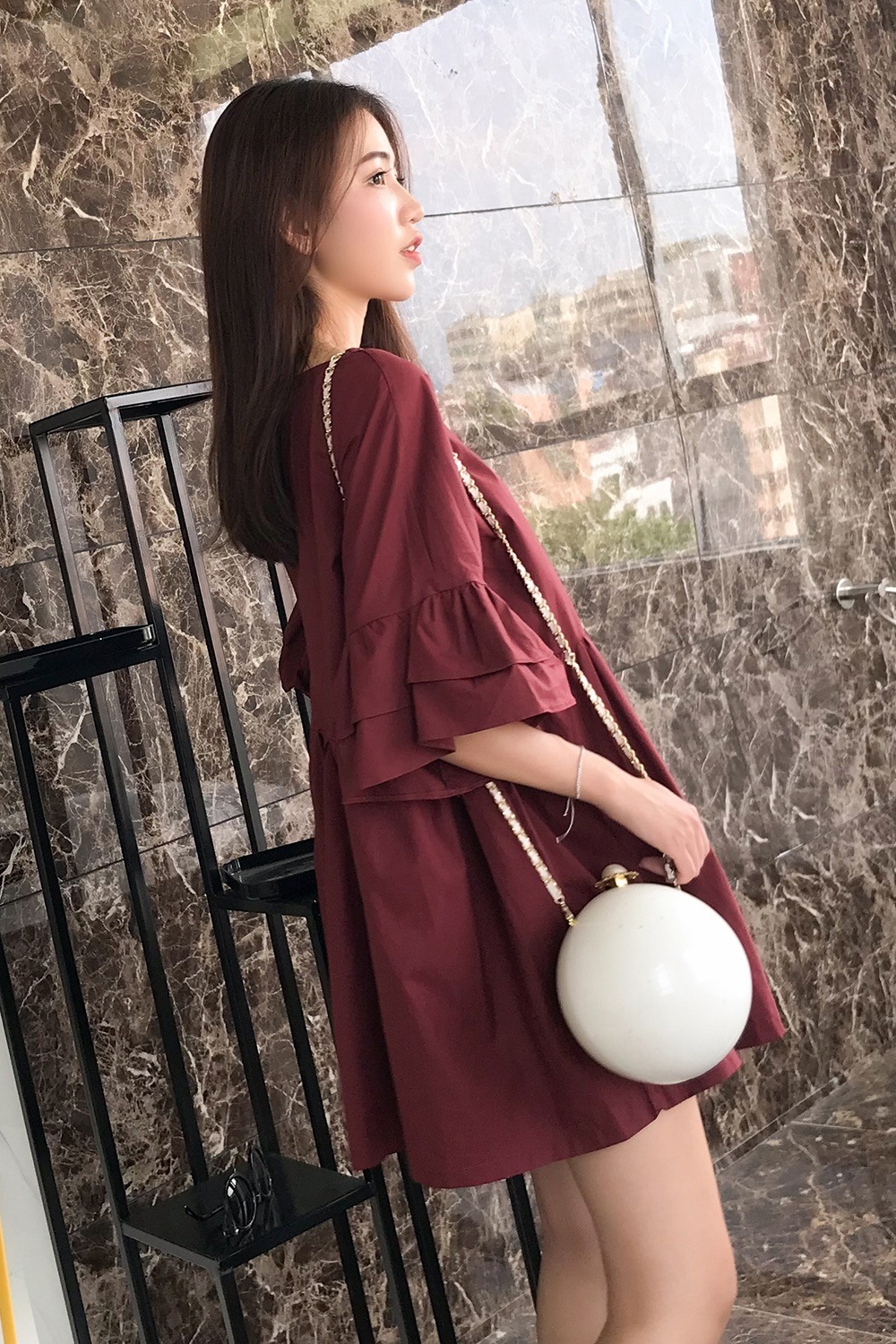 1682.フレアスリーブミニワンピース(ワインレッド)2019 春夏 sale カジュアル 通学 お出かけ デート 女子会 カフェ ランチ お呼ばれ 普段使い 1682.フレアスリーブミニワンピース(ワインレッド)2019 春夏 sale カジュアル 通学 お出かけ デート 女子会 カフェ ランチ お呼ばれ 普段使い