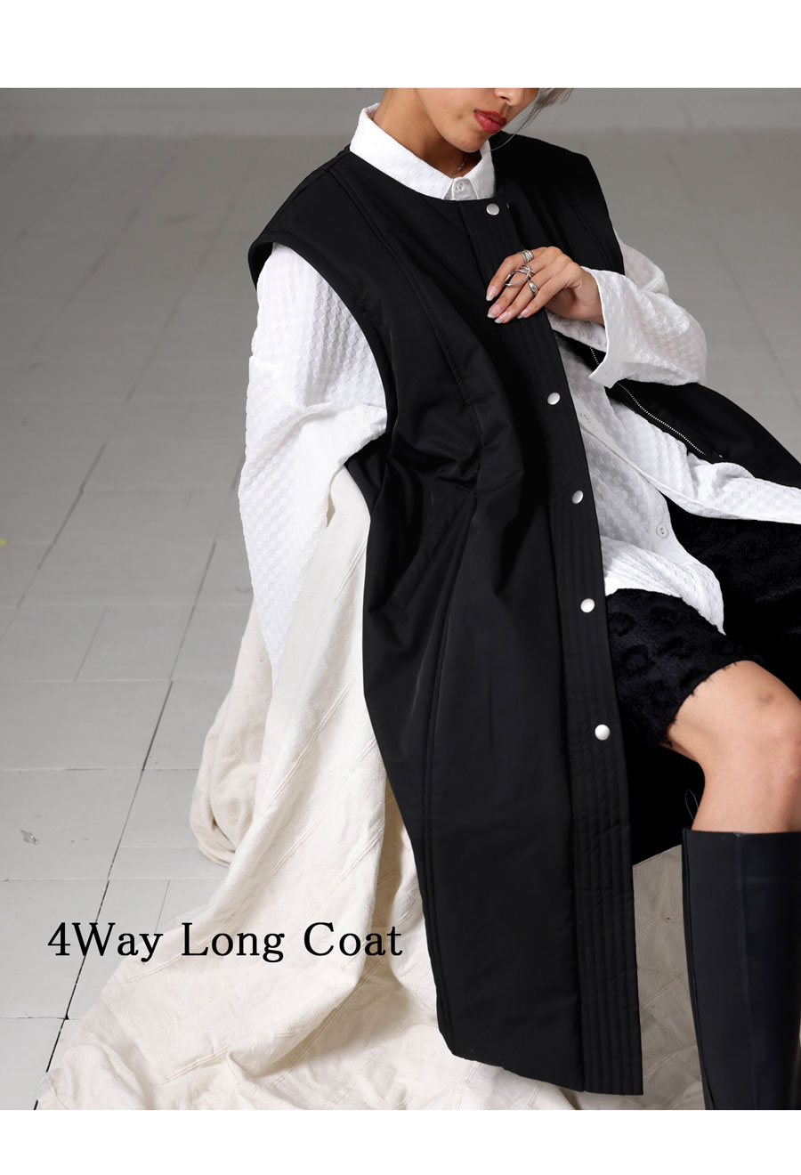 4WAY ロングコート コート レディース ロング ・メール便不可【249B】