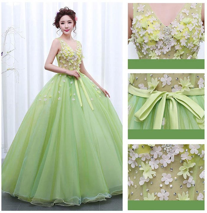 【5サイズ】カラードレス ロングドレス 演奏会 ピアノ 発表会 ロング 大人 ステージ 衣装 大きいサイズ Vネック ノースリーブ グリーン 舞台 コンサート エブリ da013t2t2l7/代引不可