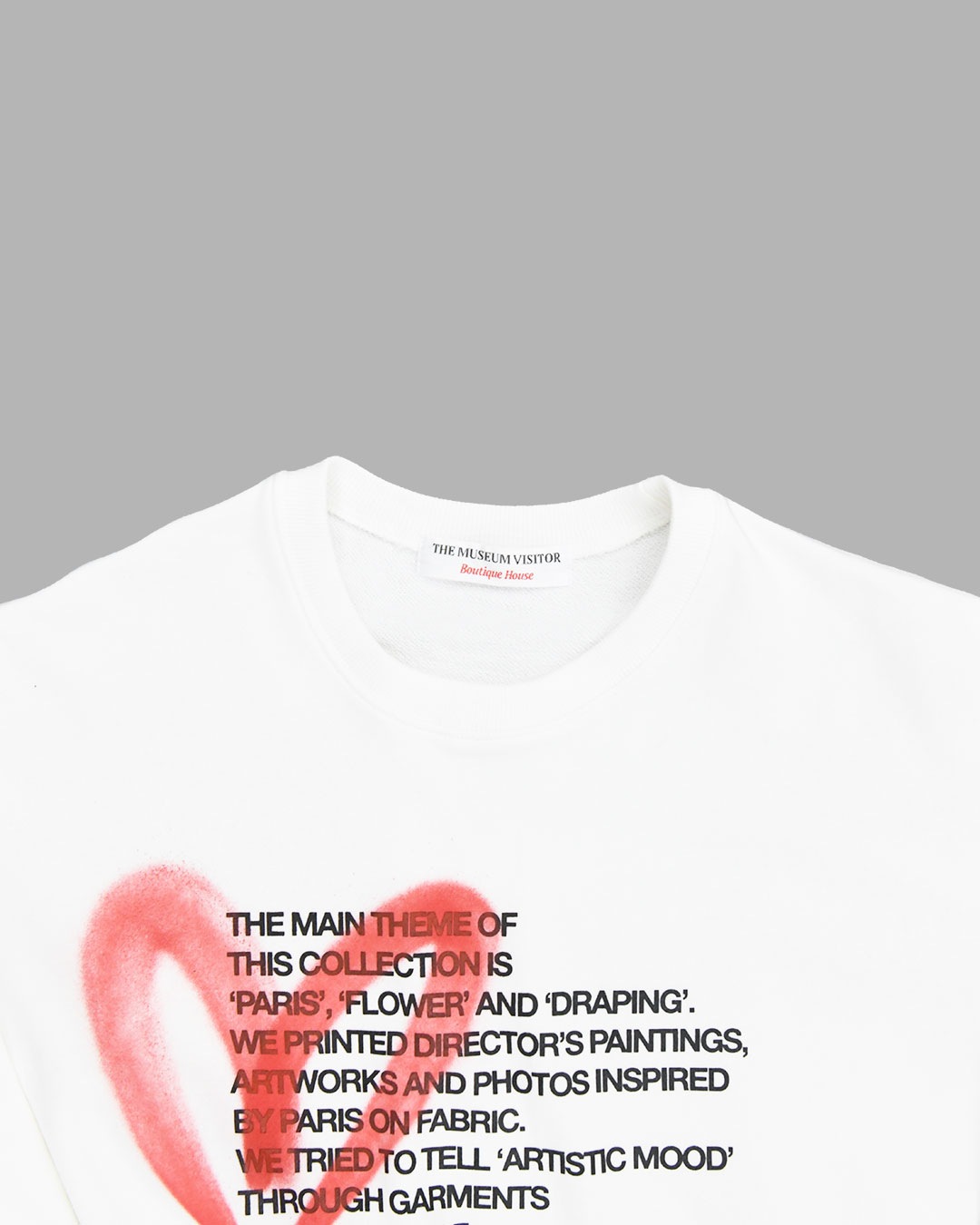 THE MUSEUM VISITOR】 HEART SPRAYED SWEATSHIRTS : WHITE T