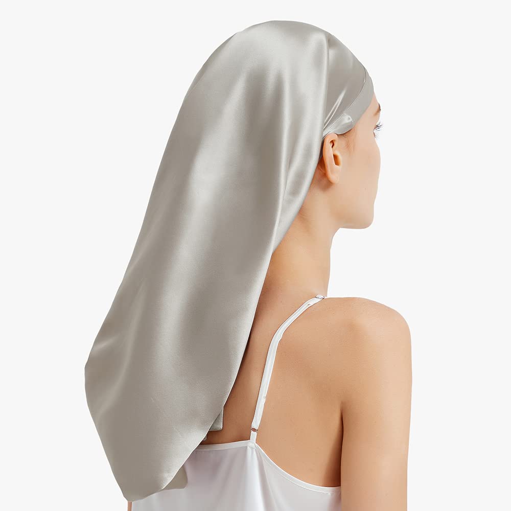 [LilySilk] 天然シルク100% ナイトキャップ 枝毛防止 保湿美髪 ロングヘア用 お休みキャップ 就寝用 産後用