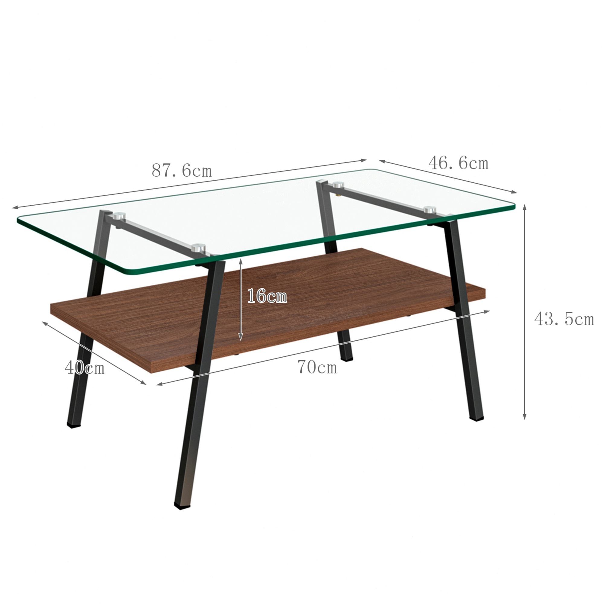 【国内出荷-送.料.無.料】モダン長方形コーヒーテーブル強化ガラス天板+MDF収納棚リビング用クリアガラス+ブラック脚~65 【国内出荷-送.料.無.料】モダン長方形コーヒーテーブル強化ガラス天板+MDF収納棚リビング用クリアガラス+ブラック脚~65