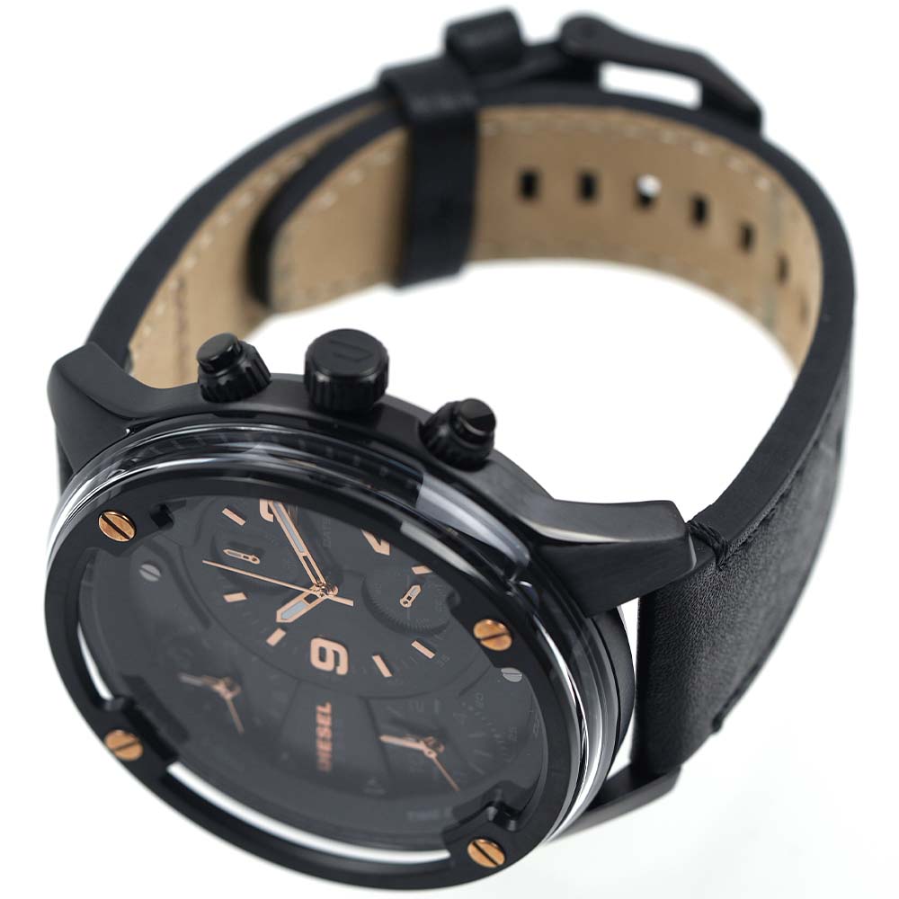 ディーゼル 腕時計 DIESEL メンズ レザーベルト ブラック ボルトダウン BOLTDOWN DZ7428