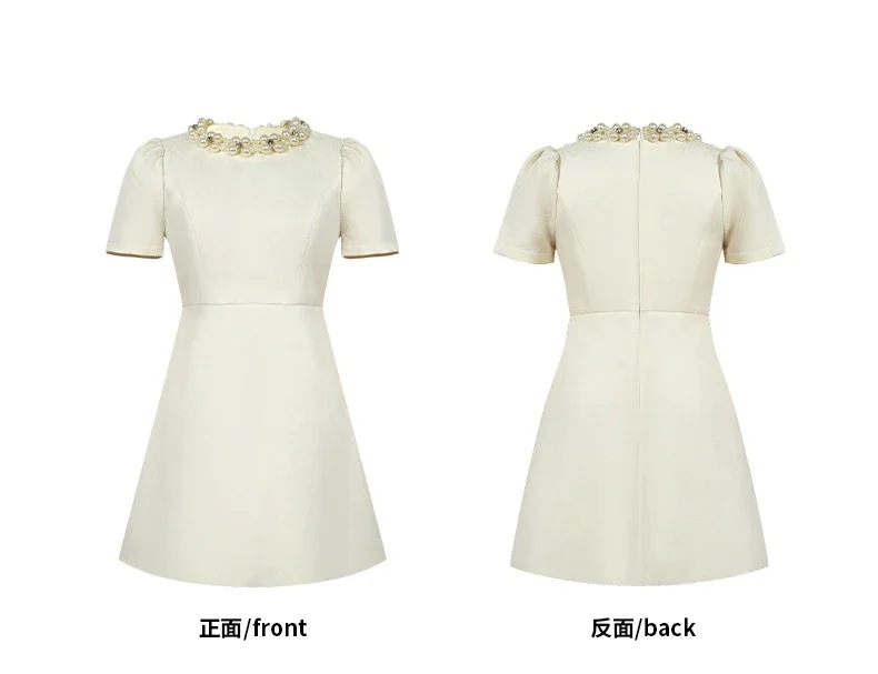 無料！新作 【JY.上品】 2024夏新品 パール飾り Aライン ショートワンピース ドレス パーティー キャバ 大人 同窓会 披露宴 卒業式 結婚式 演奏会 ウェディング 二次会 メガ割