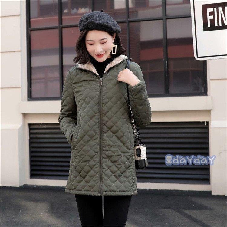 新作 トレンド キルティングコート 中綿コート コート キルティングジャケット レディース 冬 アウター 無地 冬 裏起毛 裏ボア フード付 体型カバー 大きいサイズ