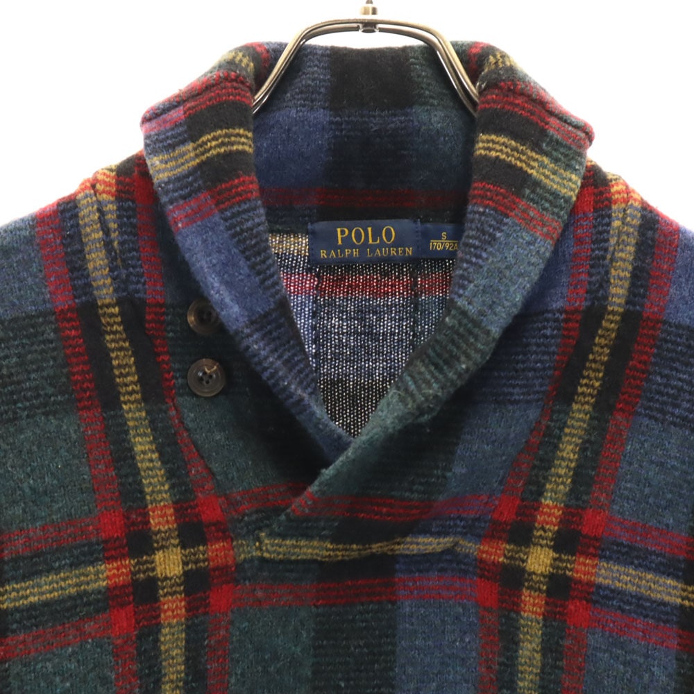 チェック柄 長袖 セーター S 深緑 他 ニット メンズ 古着 チェック柄 長袖 セーター S 深緑 他 ニット メンズ 古着