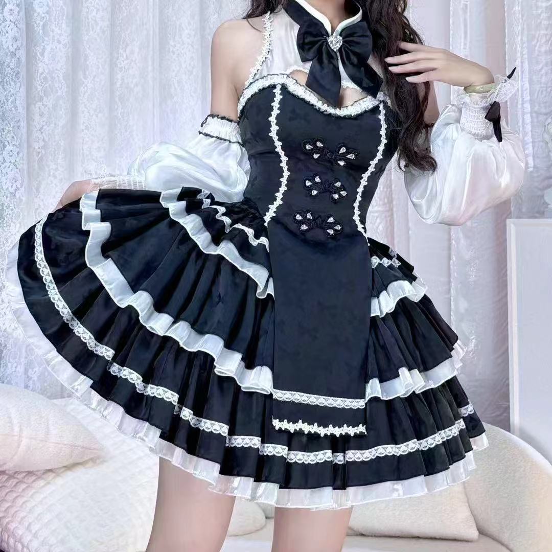 ロリータ ワンピース レディース 可愛い コスチューム コスプレ セットアップ ドレス 二次元 メイド服