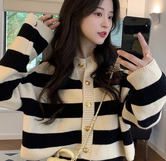 ニットカーディガン レディース カーディガン ボーダー ゴールドボタン 羽織 長袖 コントラストカラー 配色 ルーズシルエット カジュアル お出掛け おしゃれ セーター ニットカーディガン ニットカーディガン レディース カーディガン ボーダー ゴールドボタン 羽織 長袖 コントラストカラー 配色 ルーズシルエット カジュアル お出掛け おしゃれ セーター ニットカーディガン