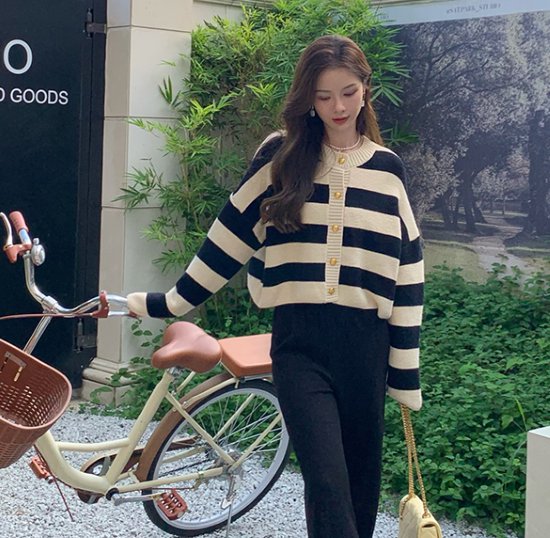 ニットカーディガン レディース カーディガン ボーダー ゴールドボタン 羽織 長袖 コントラストカラー 配色 ルーズシルエット カジュアル お出掛け おしゃれ セーター ニットカーディガン ニットカーディガン レディース カーディガン ボーダー ゴールドボタン 羽織 長袖 コントラストカラー 配色 ルーズシルエット カジュアル お出掛け おしゃれ セーター ニットカーディガン