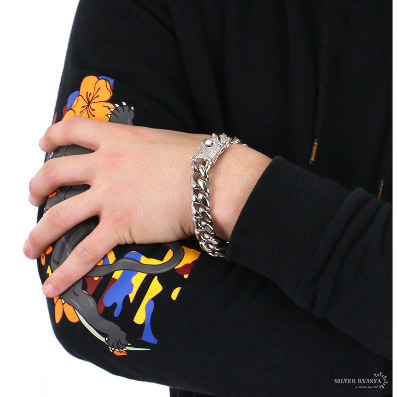 ステンレスCZ喜平ブレスレット 16mm [b146-s-16mm]