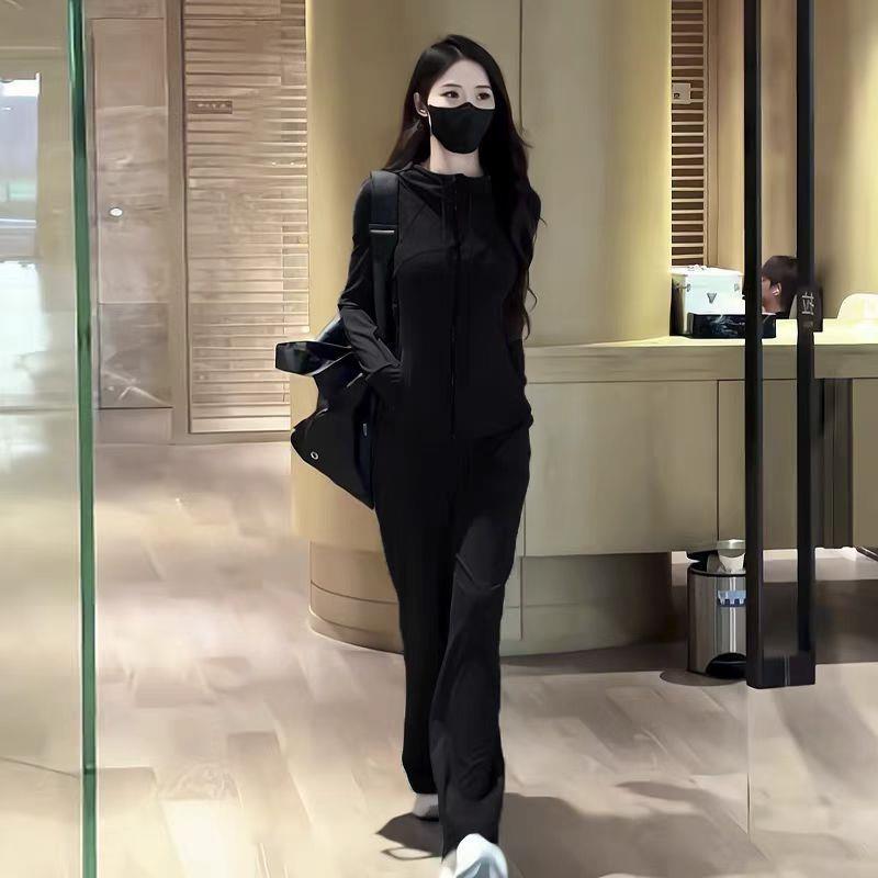 ハイエンドのカスタマイズ-女性用ヨーロッパカジュアルスポーツウェアスーツ春と秋のスタイルファッショナブルスリムスリムスウェットシャツランニングツーピースセット