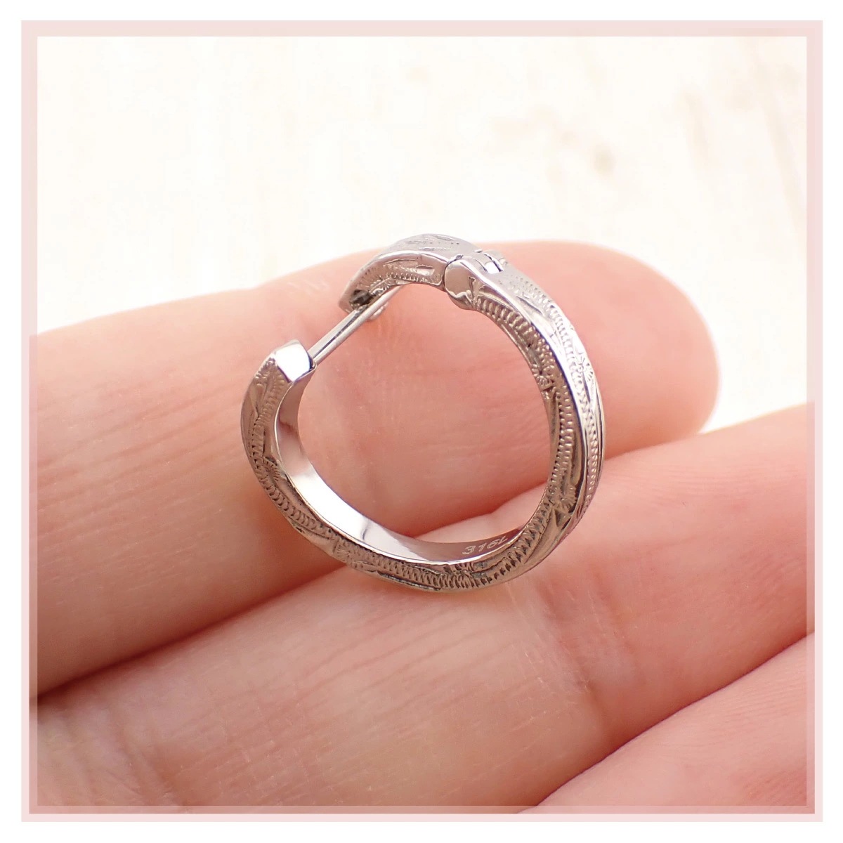 フープピアス レディース サージカルステンレス316L ハワイアンジュエリー スクロール ワンタッチ フープピアス レディース サージカルステンレス316L ハワイアンジュエリー スクロール ワンタッチ