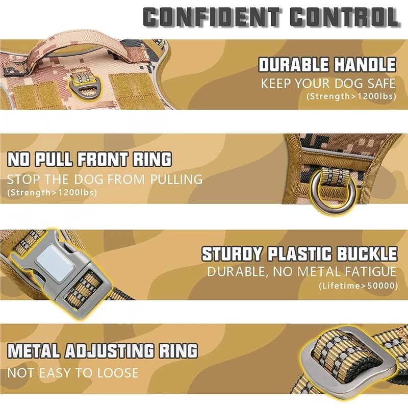 戦術的な犬のハーネスとリーシュのセット,トレーニングベスト,大小の犬用,プルなし,調整可能,K9