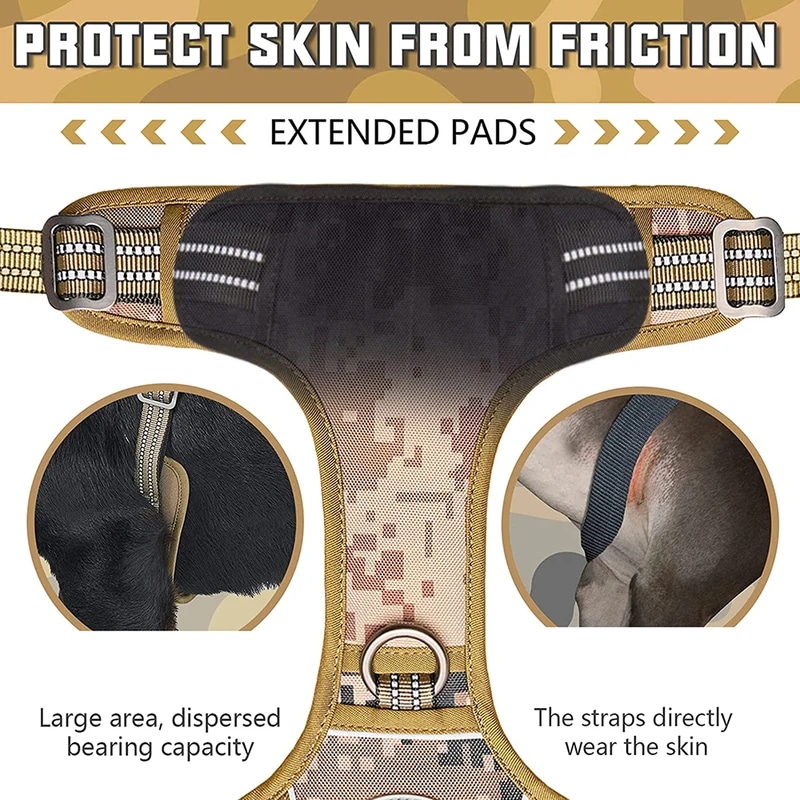 戦術的な犬のハーネスとリーシュのセット,トレーニングベスト,大小の犬用,プルなし,調整可能,K9