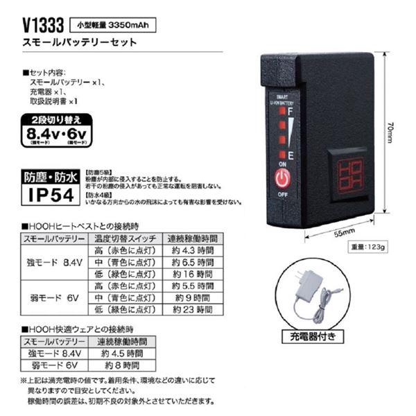 村上被服 1088 ヒートベスト（立衿） ネイビー XL バッテリーセット（服+バッテリー）