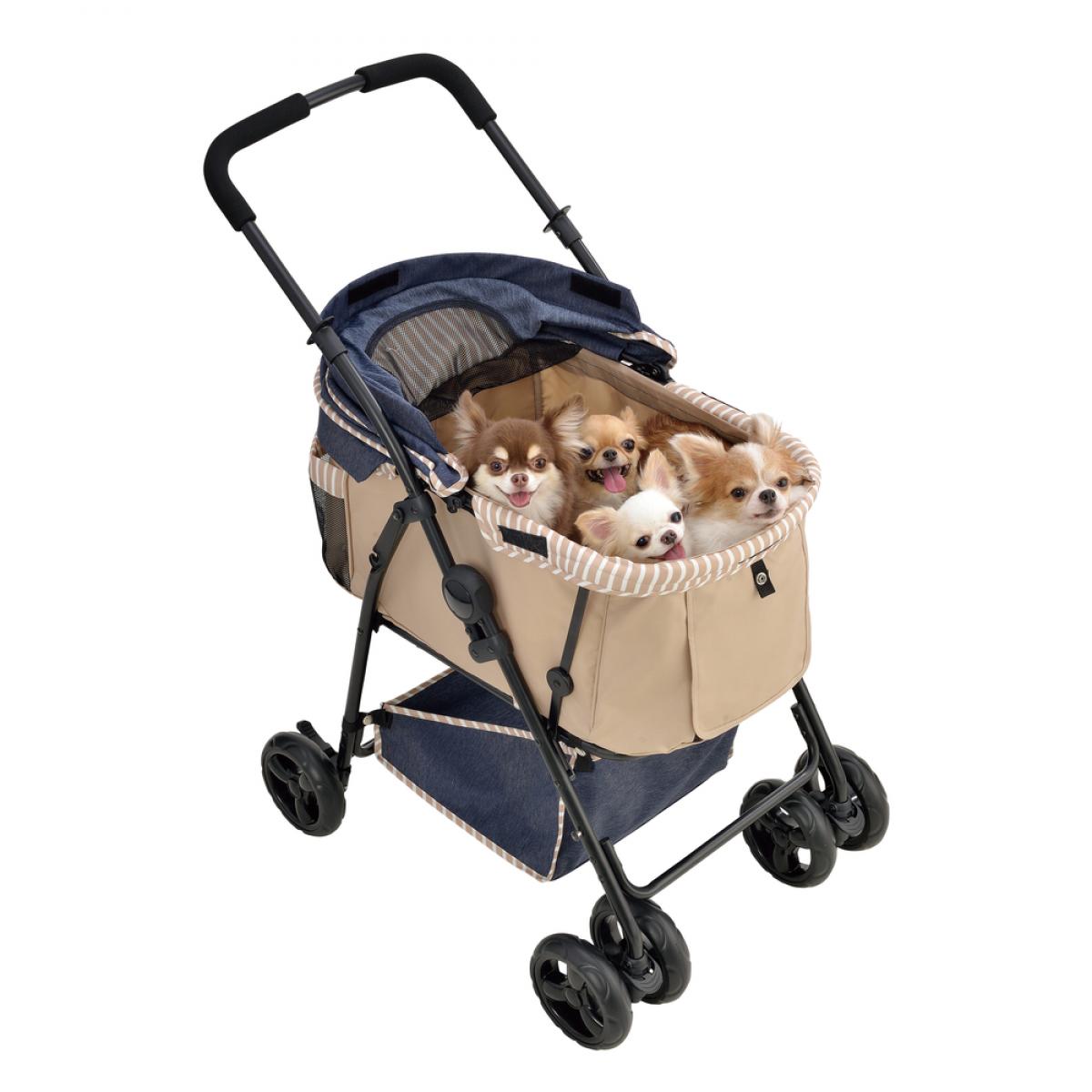 GEX ジェックス わんわんカート 多頭用 DXplus-N デニム柄×ベージュ 犬