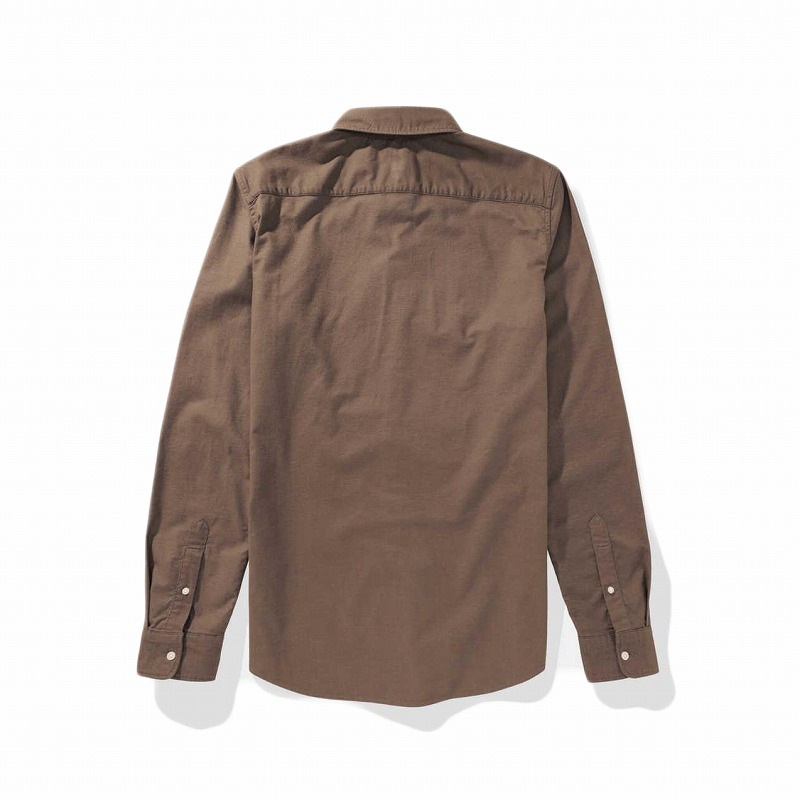 メンズ スリムフィット 長袖 オックスフォード シャツ ダークブラウン メンズ スリムフィット 長袖 オックスフォード シャツ ダークブラウン