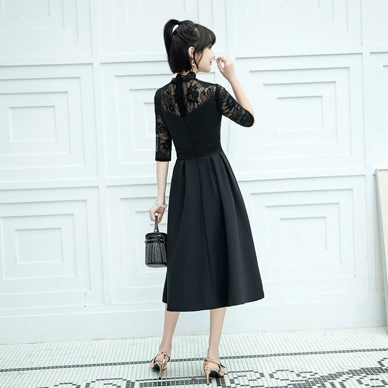 パーティードレス 結婚式 ワンピース ミモレ丈 花柄 刺繍 ウェディングドレス ウエディング ドレス 二次会 花嫁 ブライズメイド お呼ばれ ワンピース 袖あり 袖 ミモレ丈 エンパイア結婚式 入学式